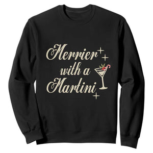 Merrier With a Martini Christmas Sweatshirt TS10 Black Print Your Wear