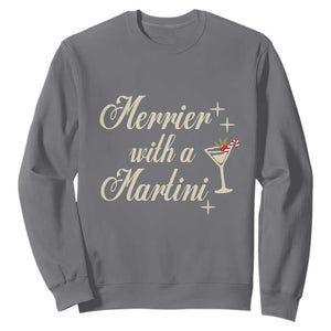 Merrier With a Martini Christmas Sweatshirt TS10 Charcoal Print Your Wear