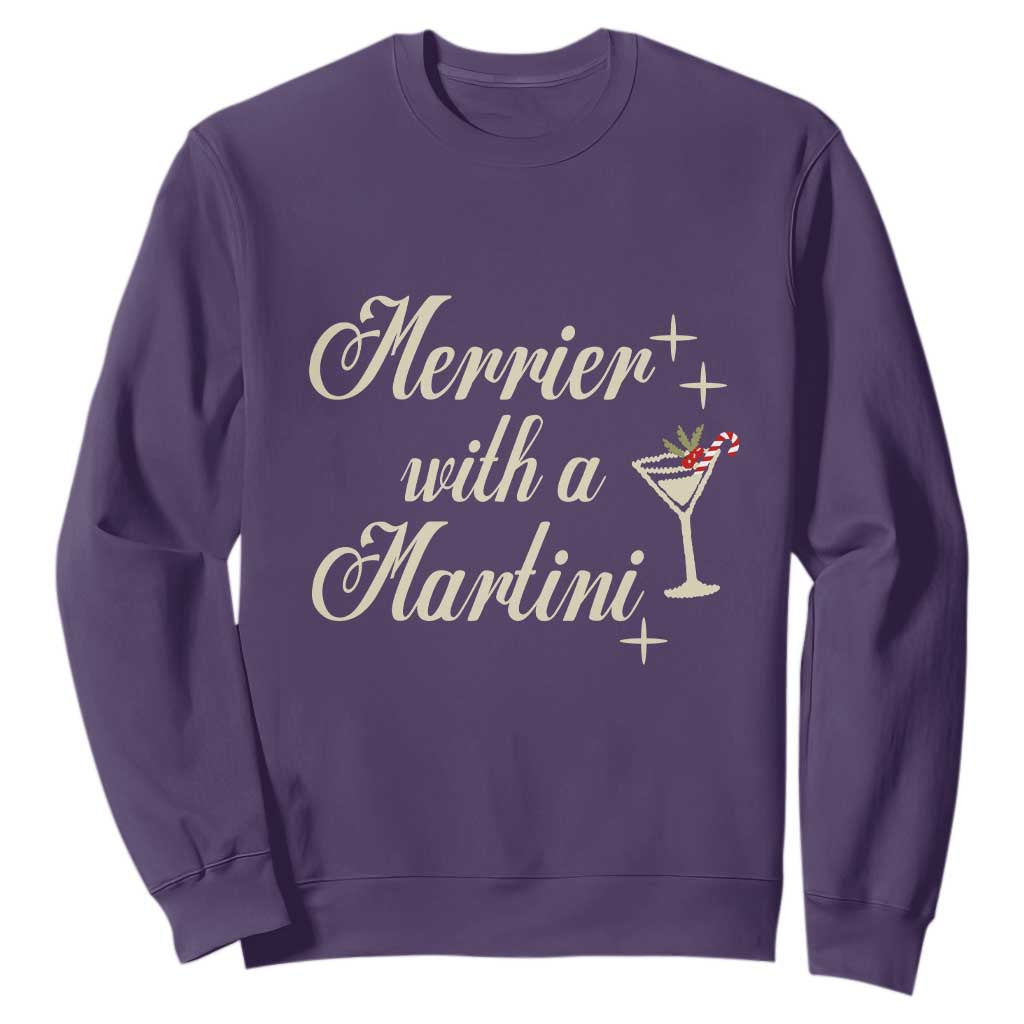 Merrier With a Martini Christmas Sweatshirt TS10 Purple Print Your Wear