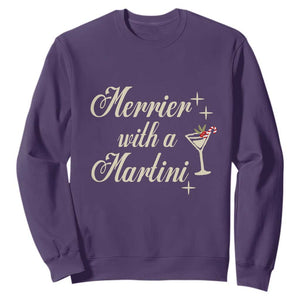 Merrier With a Martini Christmas Sweatshirt TS10 Purple Print Your Wear