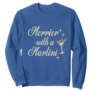 Merrier With a Martini Christmas Sweatshirt TS10 Royal Blue Print Your Wear