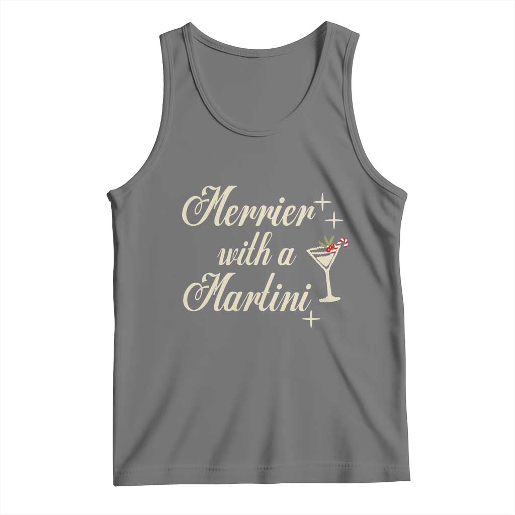 Merrier With a Martini Christmas Tank Top TS10 Black Heather Print Your Wear