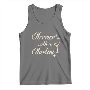 Merrier With a Martini Christmas Tank Top TS10 Black Heather Print Your Wear