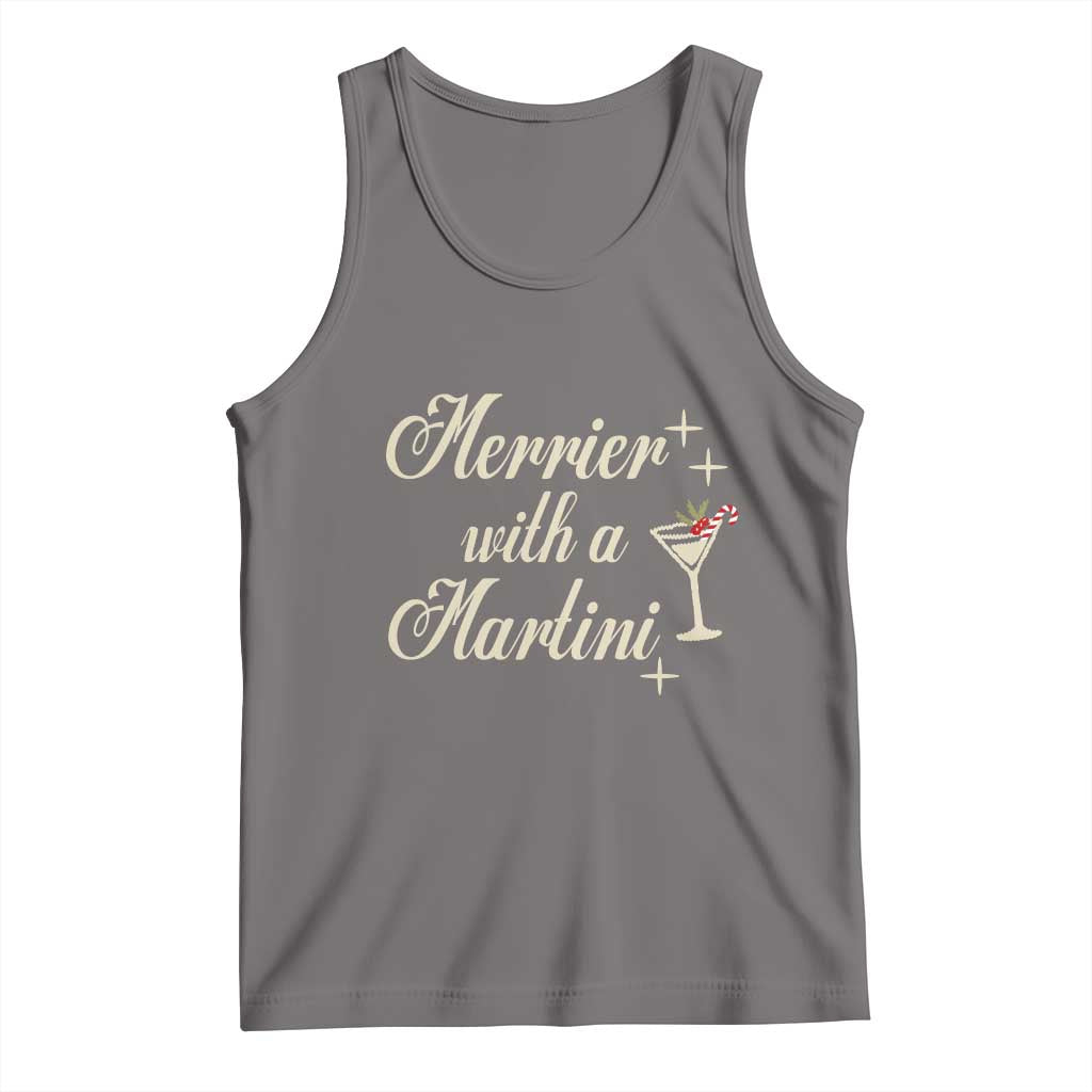 Merrier With a Martini Christmas Tank Top TS10 Deep Heather Print Your Wear