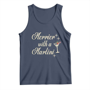 Merrier With a Martini Christmas Tank Top TS10 Navy Print Your Wear