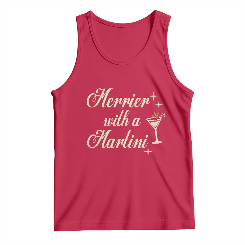 Merrier With a Martini Christmas Tank Top TS10 Red Print Your Wear