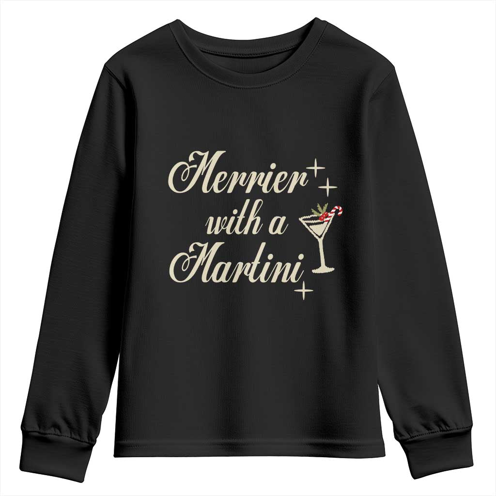 Merrier With a Martini Christmas Youth Sweatshirt TS10 Black Print Your Wear