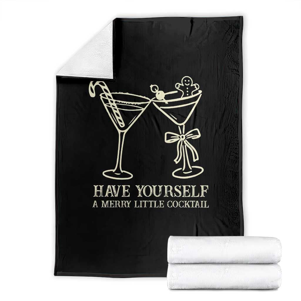 Christmas Cocktail Throw Blanket Merry Little Cocktail Espresso Martini TS10 Black Print Your Wear