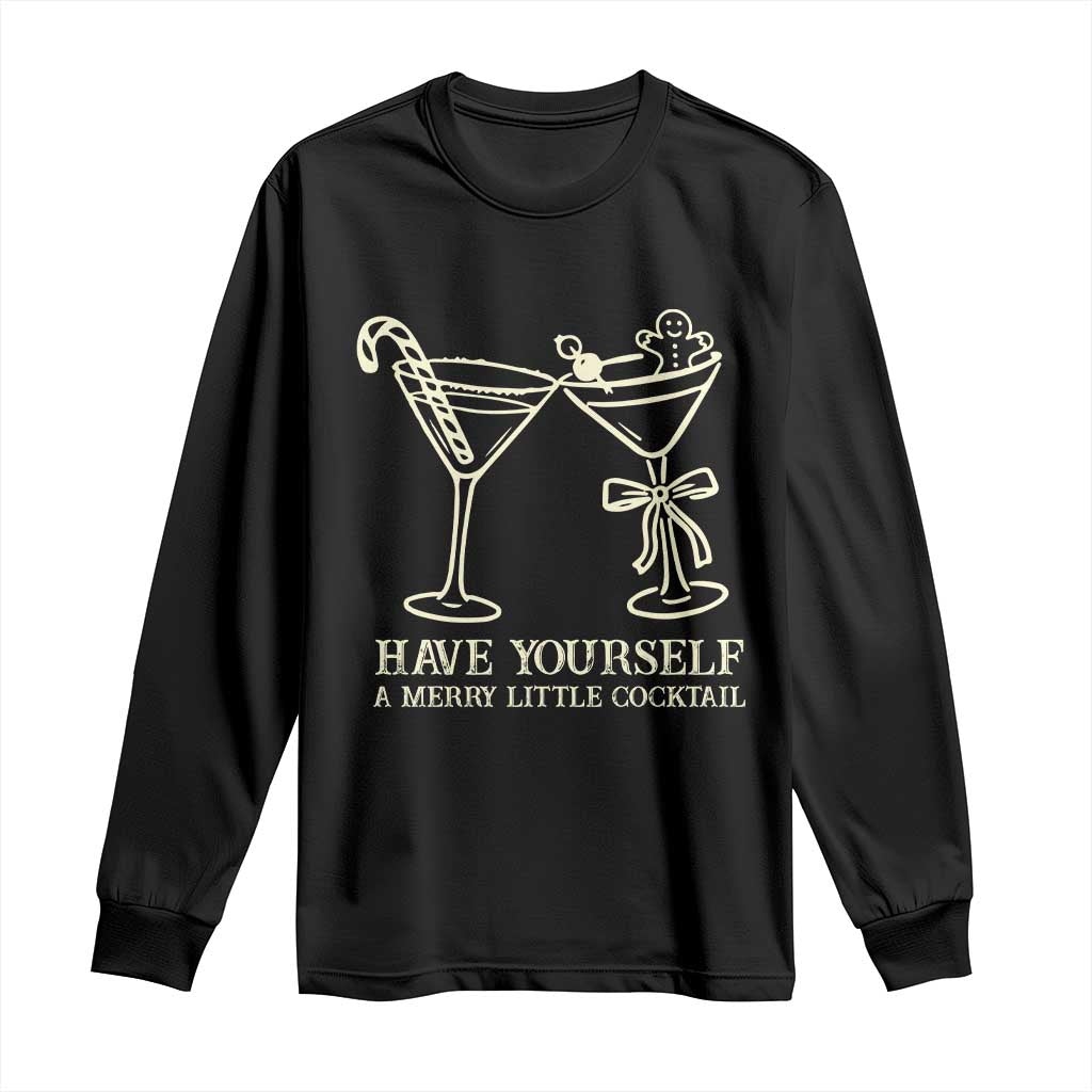 Christmas Cocktail Long Sleeve Shirt Merry Little Cocktail Espresso Martini TS10 Black Print Your Wear