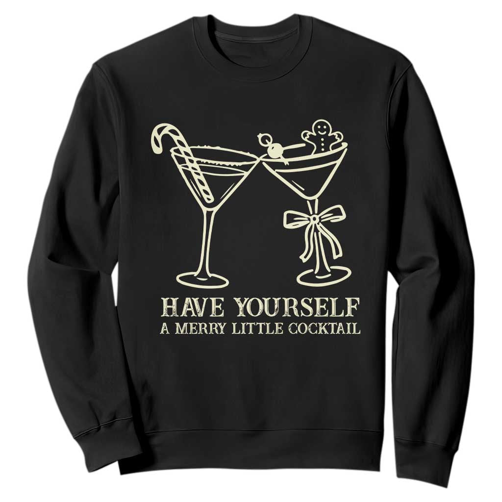 Christmas Cocktail Sweatshirt Merry Little Cocktail Espresso Martini TS10 Black Print Your Wear