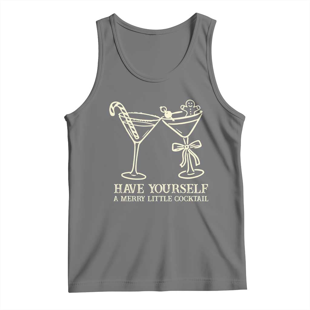 Christmas Cocktail Tank Top Merry Little Cocktail Espresso Martini TS10 Black Heather Print Your Wear