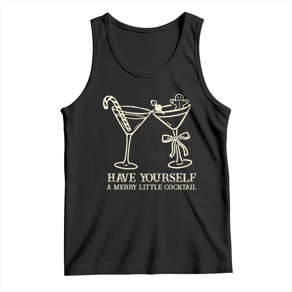 Christmas Cocktail Tank Top Merry Little Cocktail Espresso Martini TS10 Black Print Your Wear