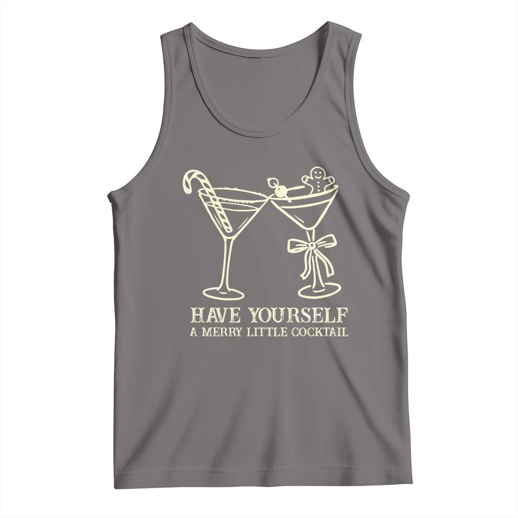 Christmas Cocktail Tank Top Merry Little Cocktail Espresso Martini TS10 Deep Heather Print Your Wear