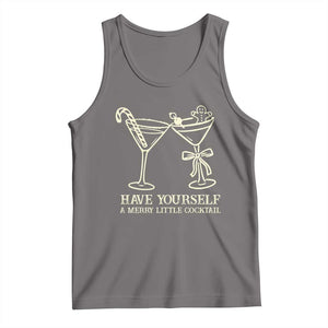 Christmas Cocktail Tank Top Merry Little Cocktail Espresso Martini TS10 Deep Heather Print Your Wear
