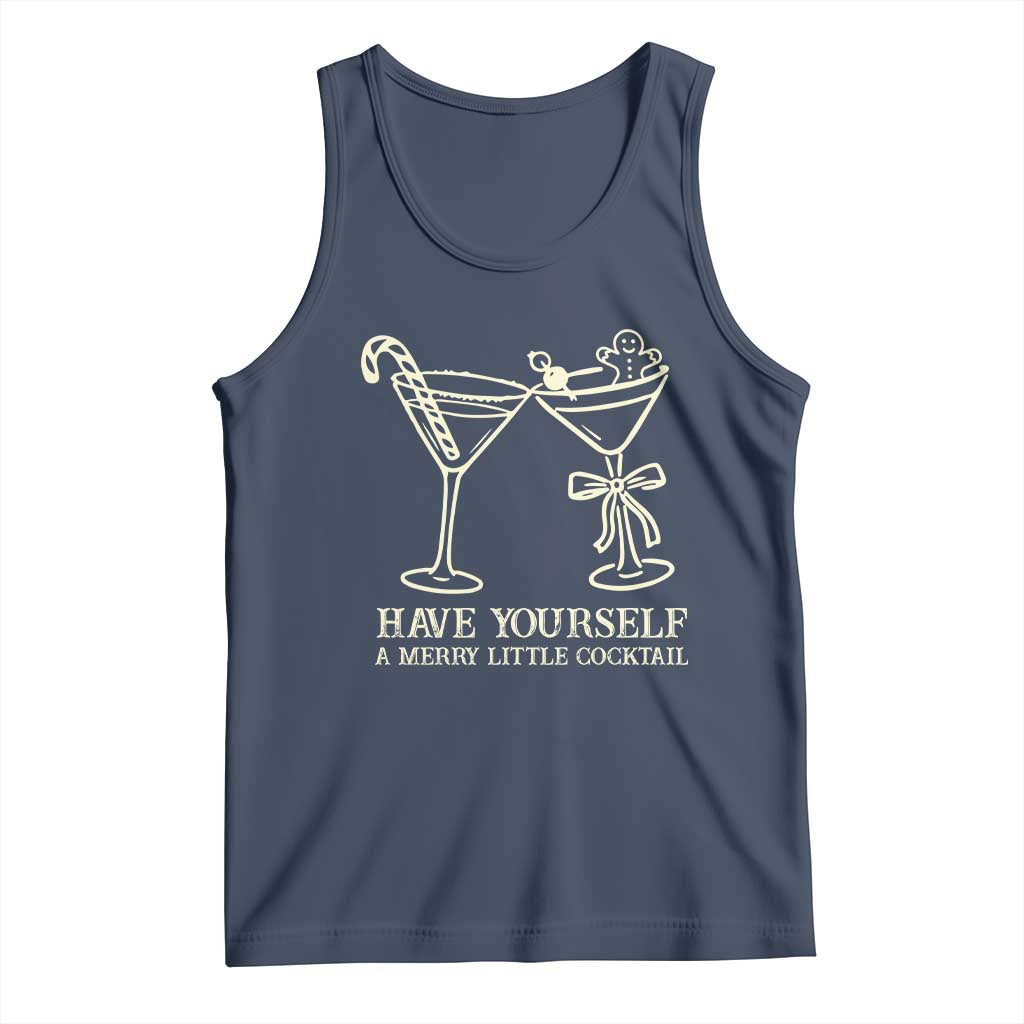 Christmas Cocktail Tank Top Merry Little Cocktail Espresso Martini TS10 Navy Print Your Wear