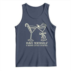 Christmas Cocktail Tank Top Merry Little Cocktail Espresso Martini TS10 Navy Print Your Wear