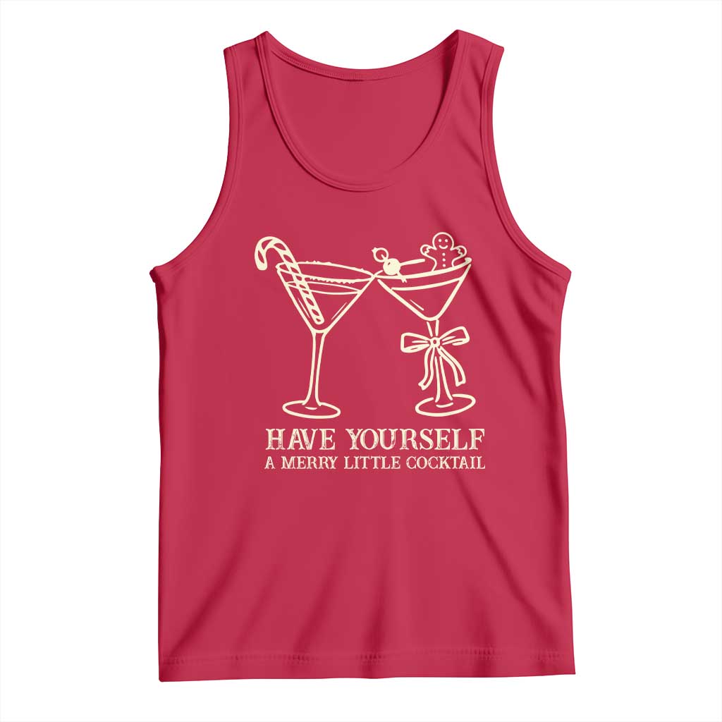 Christmas Cocktail Tank Top Merry Little Cocktail Espresso Martini TS10 Red Print Your Wear