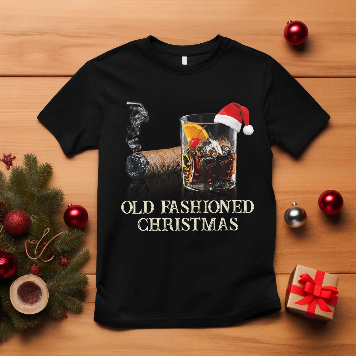 Old Fashioned Cocktail Christmas T Shirt Funny Bourbon Cocktail Drink TS10 Black Print Your Wear