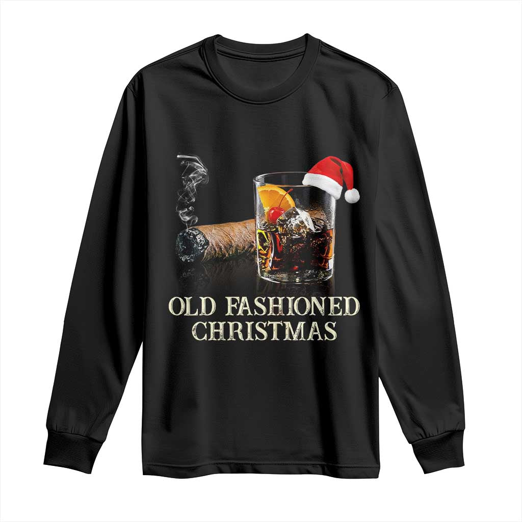 Old Fashioned Cocktail Christmas Long Sleeve Shirt Funny Bourbon Cocktail Drink TS10 Black Print Your Wear
