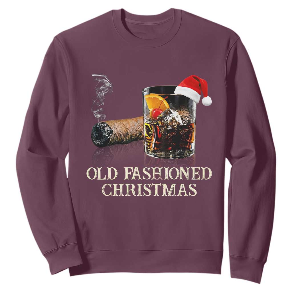 Old Fashioned Cocktail Christmas Sweatshirt Funny Bourbon Cocktail Drink TS10 Maroon Print Your Wear