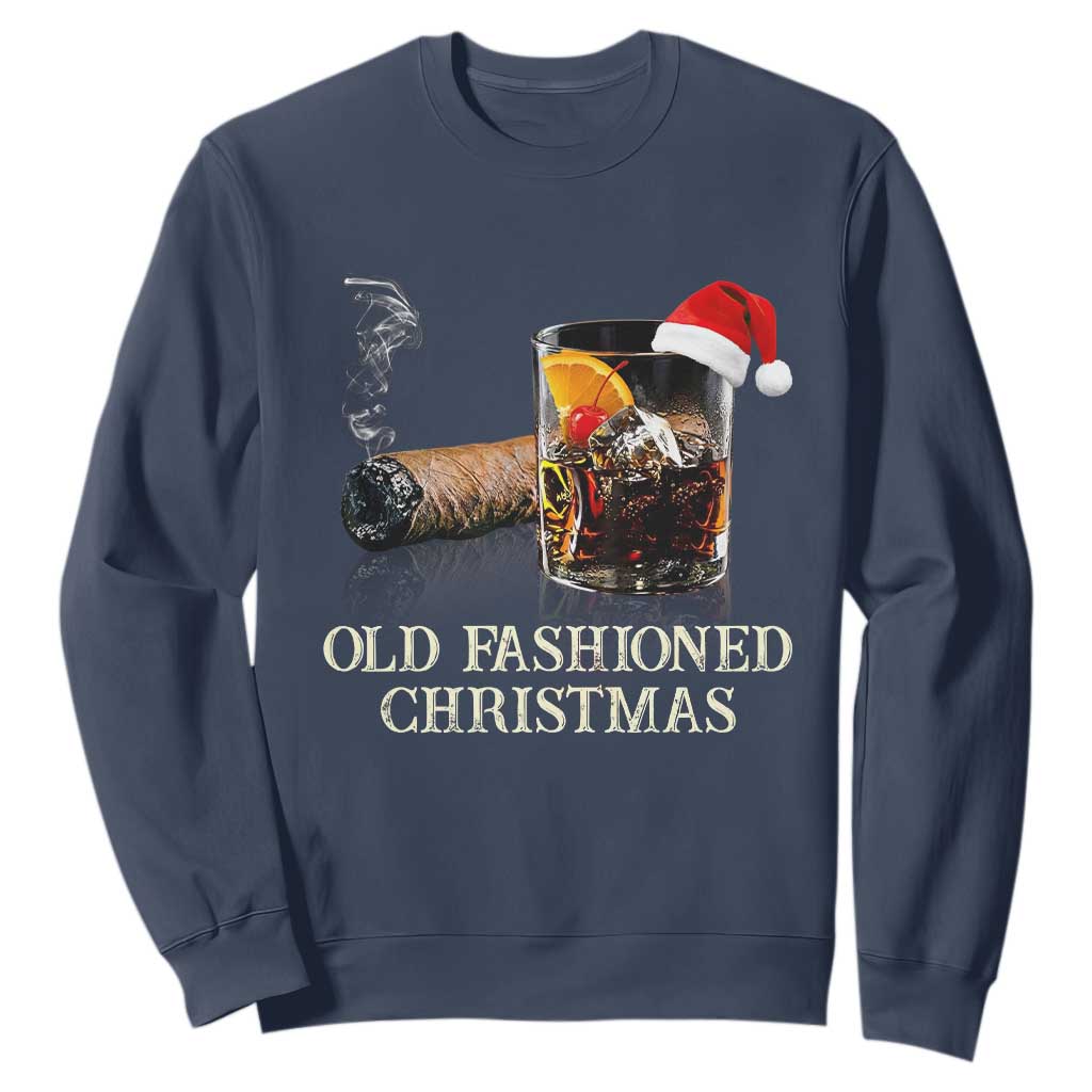 Old Fashioned Cocktail Christmas Sweatshirt Funny Bourbon Cocktail Drink TS10 Navy Print Your Wear