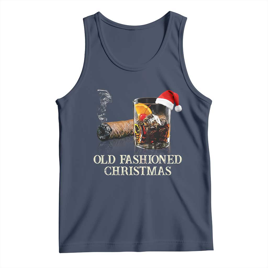 Old Fashioned Cocktail Christmas Tank Top Funny Bourbon Cocktail Drink TS10 Navy Print Your Wear