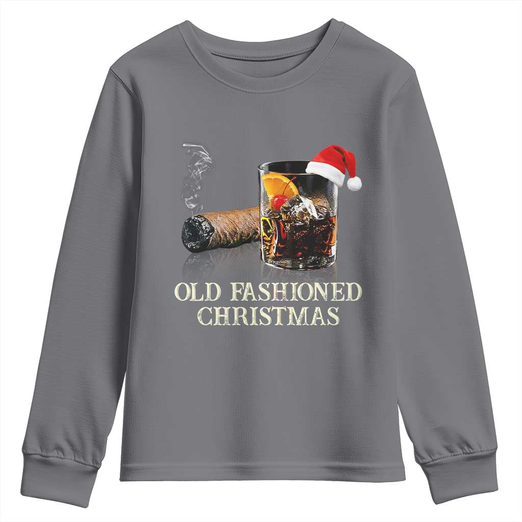 Old Fashioned Cocktail Christmas Youth Sweatshirt Funny Bourbon Cocktail Drink TS10 Charcoal Print Your Wear