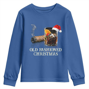 Old Fashioned Cocktail Christmas Youth Sweatshirt Funny Bourbon Cocktail Drink TS10 Royal Blue Print Your Wear