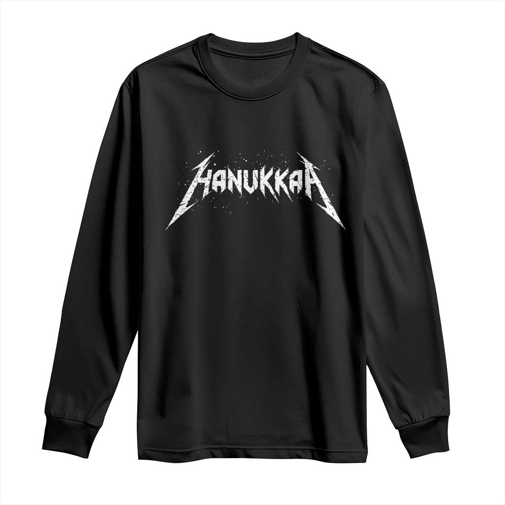Hanukkah Heavy Metal Long Sleeve Shirt Latke Party Jewish Menorah Dreidel TS10 Black Print Your Wear