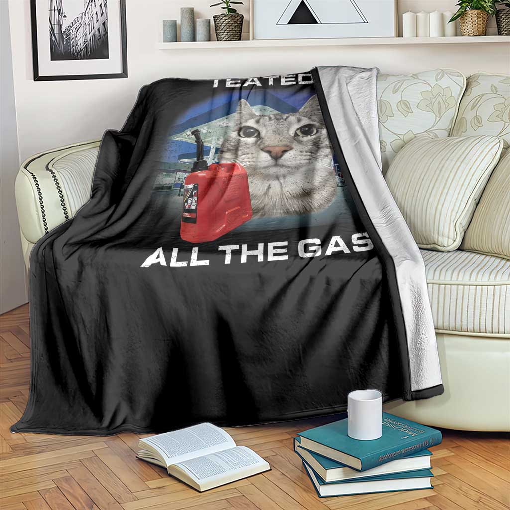 Sarcastic Cat Meme Throw Blanket Funny Retro I Eated All The Gas Gen Z Humor TS10 Print Your Wear