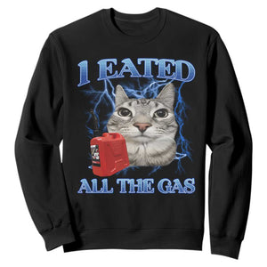 Sarcastic Cat Meme Sweatshirt I Eated All The Gas Gen Z Humor Bootleg TS10 Black Print Your Wear