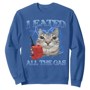 Sarcastic Cat Meme Sweatshirt I Eated All The Gas Gen Z Humor Bootleg TS10 Royal Blue Print Your Wear