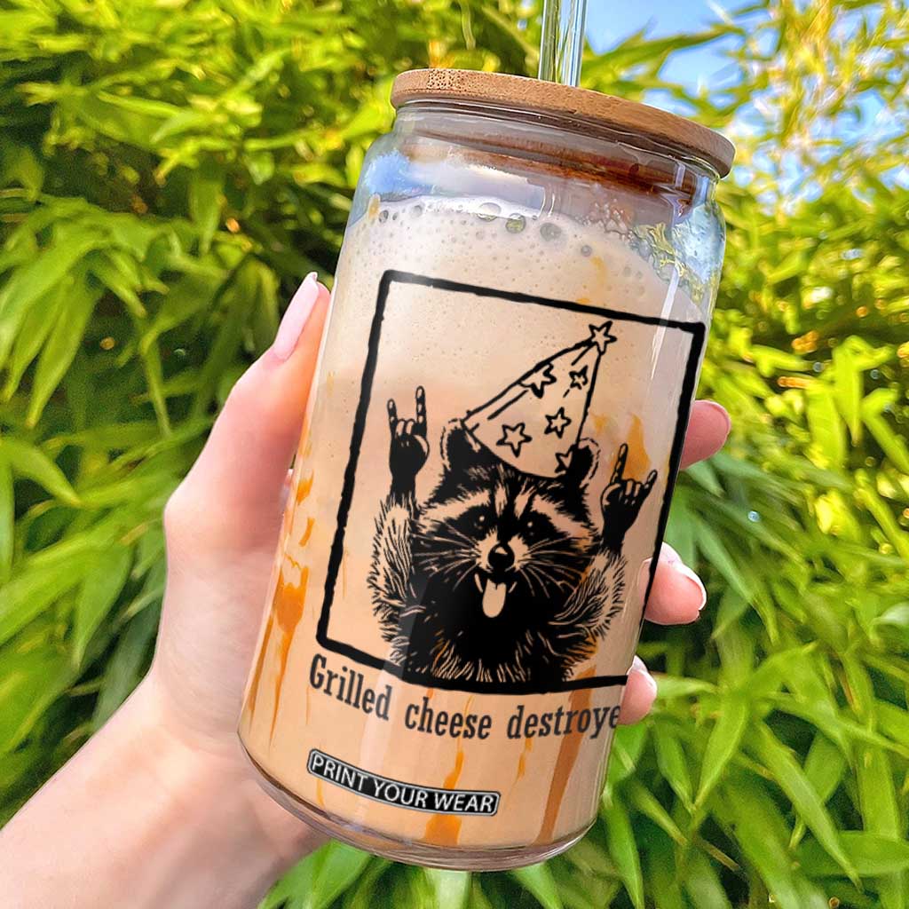 Vintage Raccoon Glass Can Retro Silly Trash Panda Meme TS10 White Print Your Wear