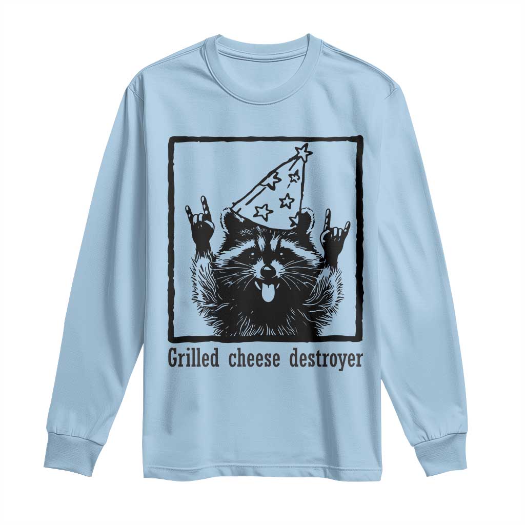 Vintage Raccoon Long Sleeve Shirt Retro Silly Trash Panda Meme TS10 Light Blue Print Your Wear
