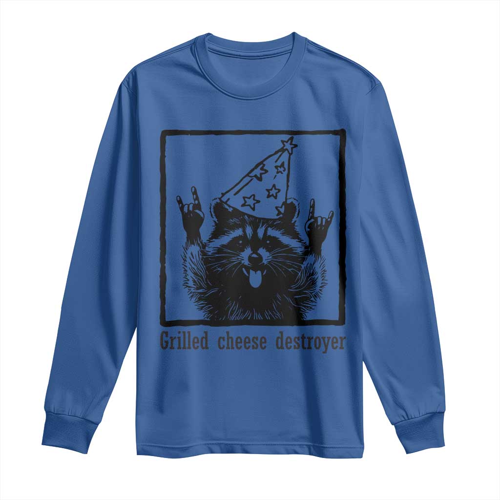 Vintage Raccoon Long Sleeve Shirt Retro Silly Trash Panda Meme TS10 Royal Blue Print Your Wear