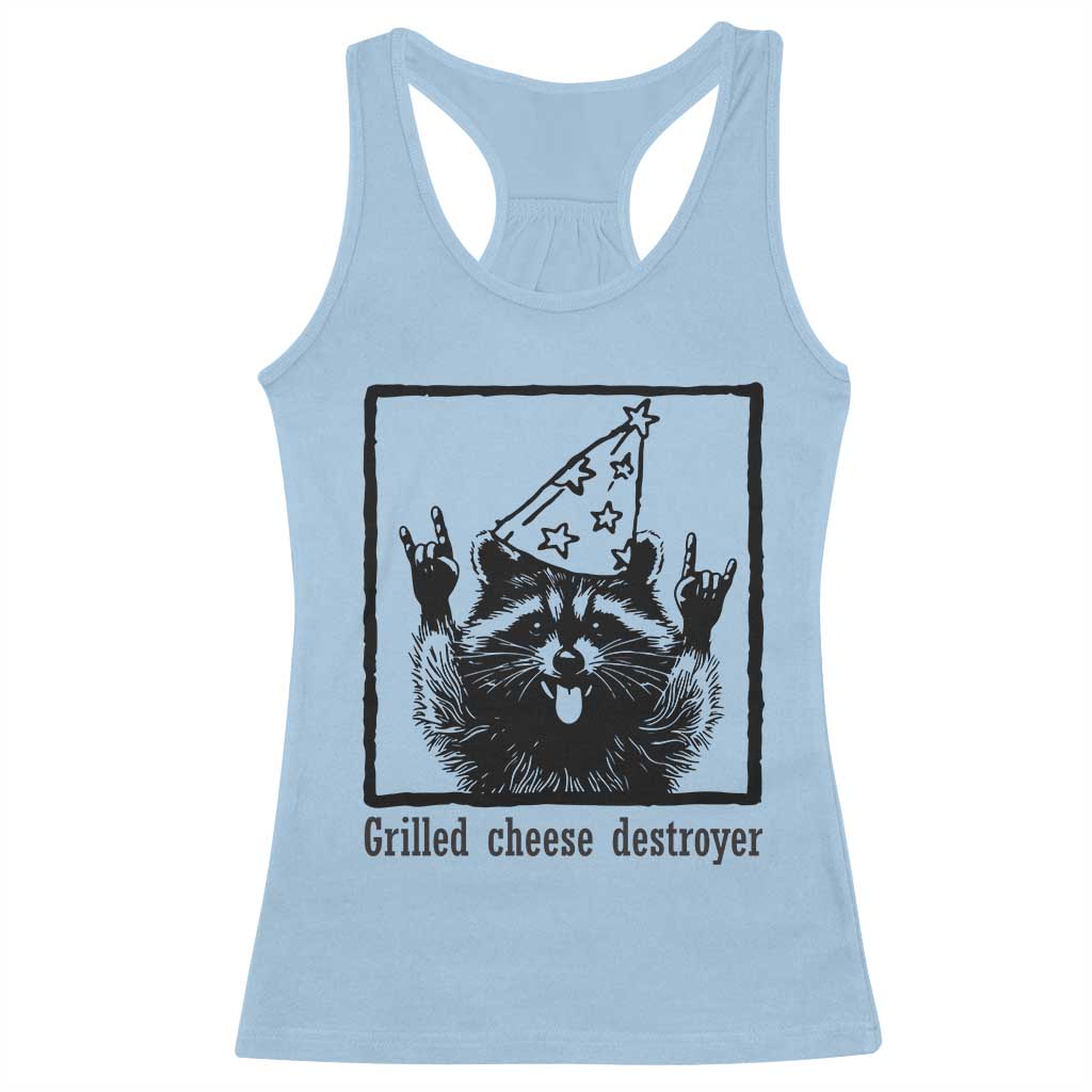 Vintage Raccoon Racerback Tank Top Retro Silly Trash Panda Meme TS10 Light Blue Print Your Wear