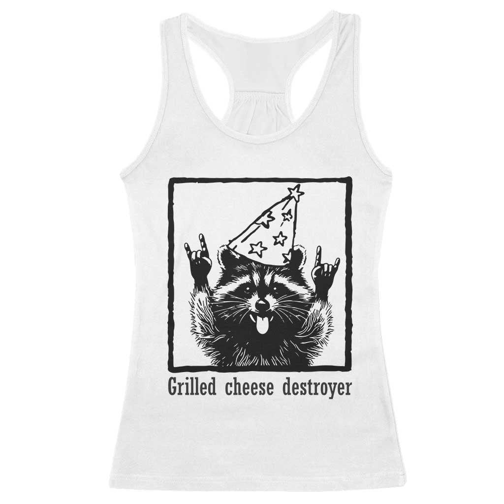Vintage Raccoon Racerback Tank Top Retro Silly Trash Panda Meme TS10 White Print Your Wear