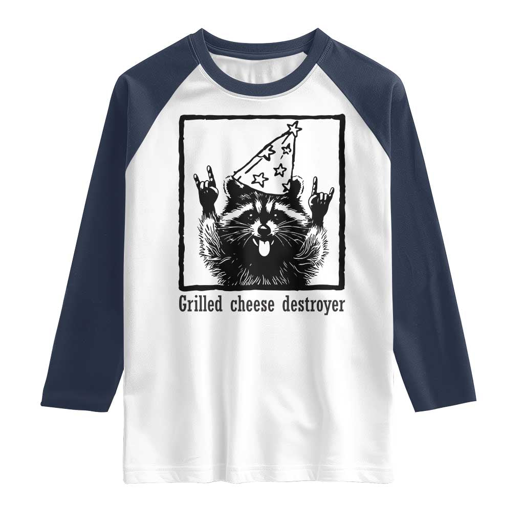 Vintage Raccoon Raglan Shirt Retro Silly Trash Panda Meme TS10 White Navy Print Your Wear
