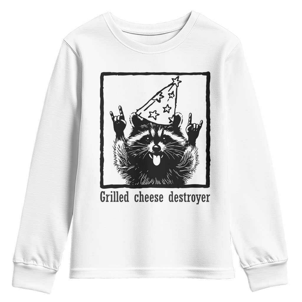 Vintage Raccoon Youth Sweatshirt Retro Silly Trash Panda Meme TS10 White Print Your Wear