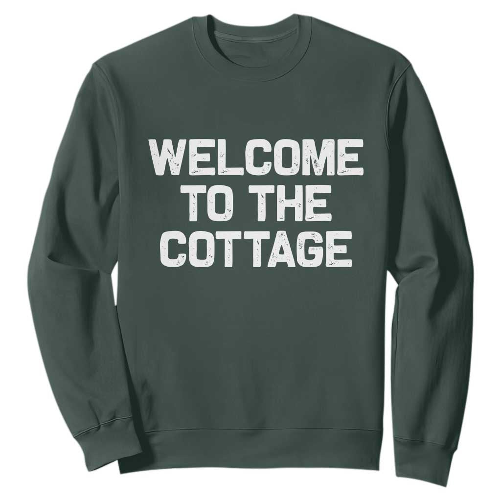 Welcome To The Cottage Sweatshirt TS10 Dark Forest Green Print Your Wear