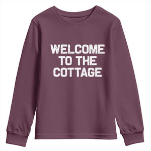 Welcome To The Cottage Youth Sweatshirt TS10 Maroon Print Your Wear