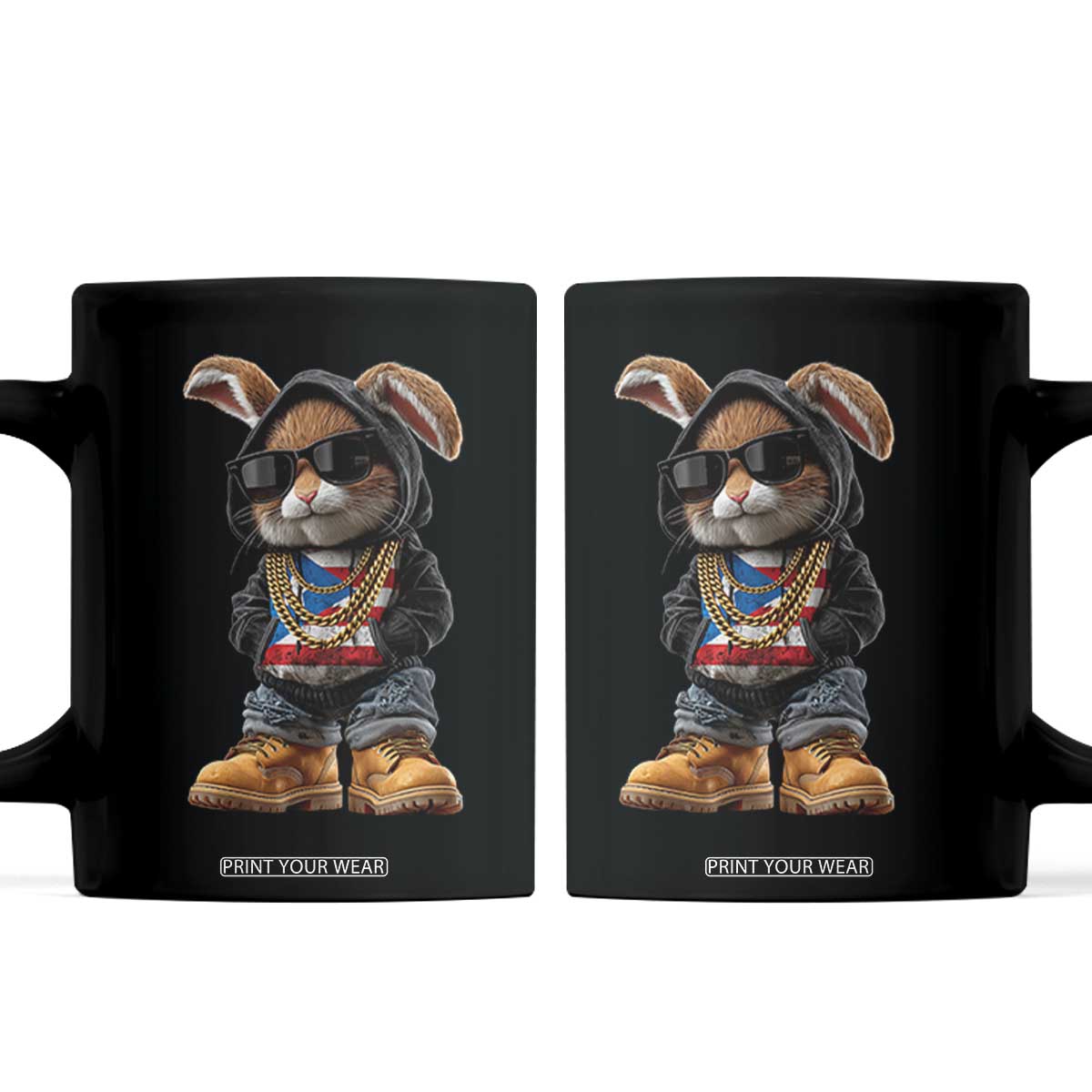 Bunny Puerto Rican Flag Coffee Mug Puerto Rican Taino Boricua Vibes TS10 Black Print Your Wear