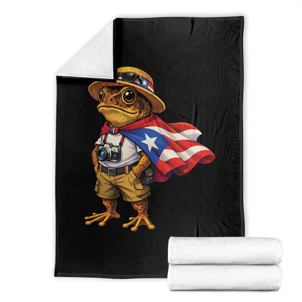 Coqui Frog Puerto Rico Flag Throw Blanket Puerto Rican Taino Boricua Vibes TS10 Black Print Your Wear