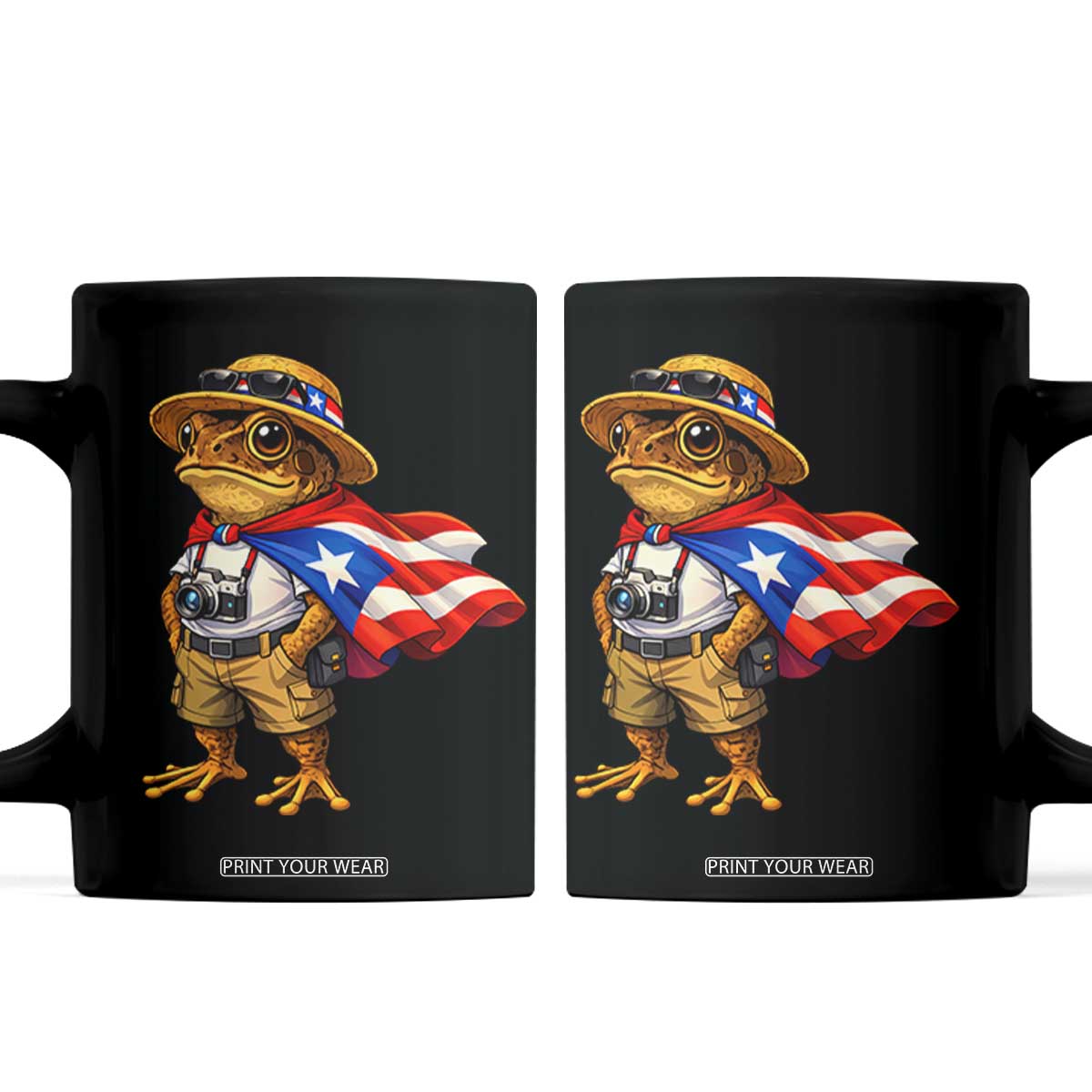 Coqui Frog Puerto Rico Flag Coffee Mug Puerto Rican Taino Boricua Vibes TS10 Black Print Your Wear