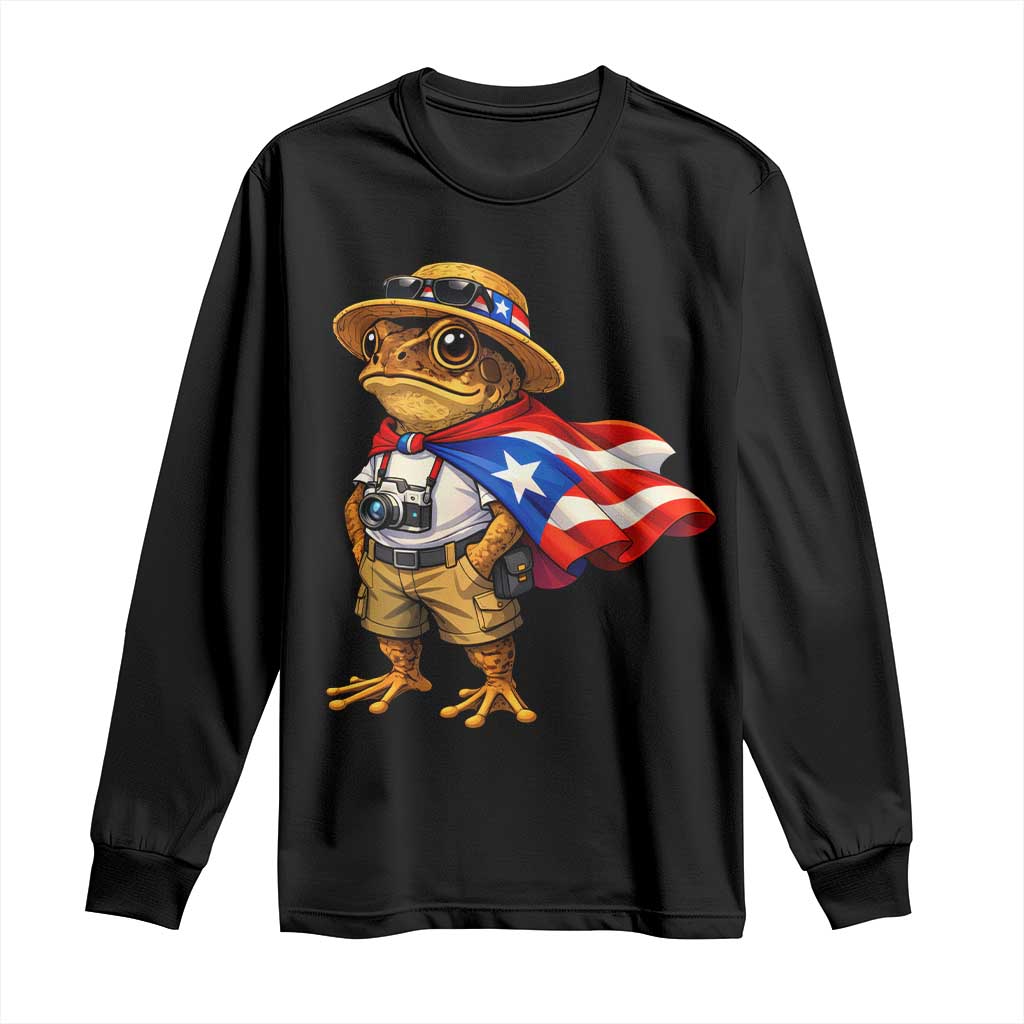 Coqui Frog Puerto Rico Flag Long Sleeve Shirt Puerto Rican Taino Boricua Vibes TS10 Black Print Your Wear