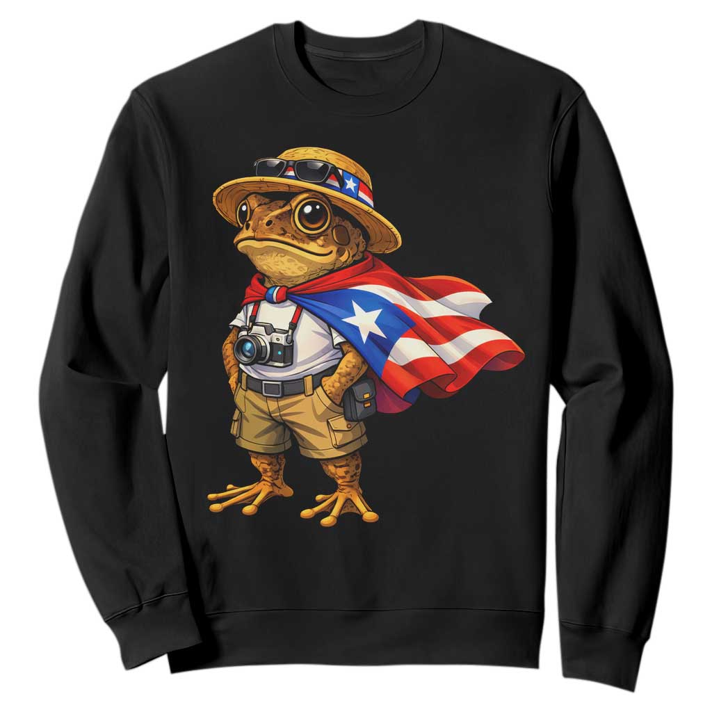 Coqui Frog Puerto Rico Flag Sweatshirt Puerto Rican Taino Boricua Vibes TS10 Black Print Your Wear