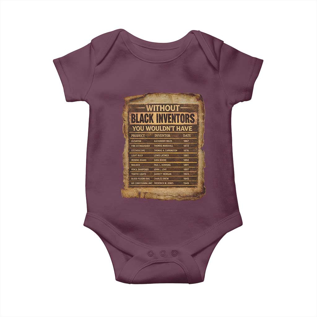 Black Inventors Baby Onesie Afro African Melanin Black History Month Juneteenth TS10 Maroon Print Your Wear