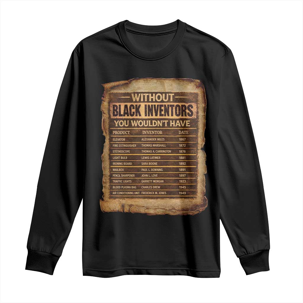 Black Inventors Long Sleeve Shirt Afro African Melanin Black History Month Juneteenth TS10 Black Print Your Wear