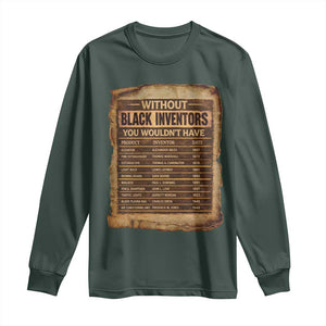 Black Inventors Long Sleeve Shirt Afro African Melanin Black History Month Juneteenth TS10 Dark Forest Green Print Your Wear