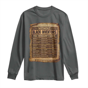 Black Inventors Long Sleeve Shirt Afro African Melanin Black History Month Juneteenth TS10 Dark Heather Print Your Wear